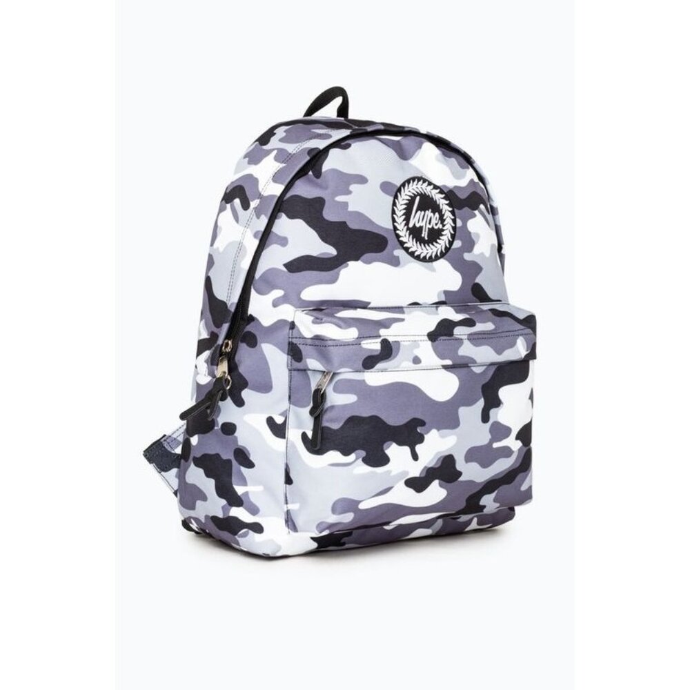 Hype Backpack White & Gray Camo Print